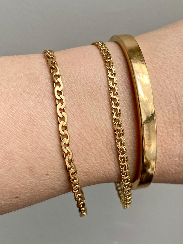 1944 Delicate 18k double-link solid gold bracelet - Göteborg, Sweden - 7.5 inch length