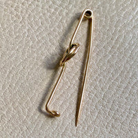 Vintage 18k Gold Knot Safety Pin Brooch or Chain Extender