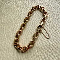 Wow! 1941 Swedish Vintage CHONK Biker Link Bracelet in 18k Gold- 7.3 inch interior circumference
