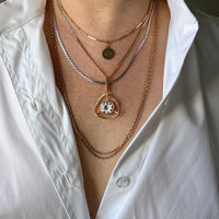 Swedish Vintage Rounded Triangle Pendant in 18k gold with Large Faceted Crystal Quartz Stone - Signed