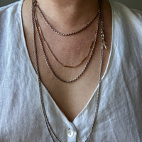 Early 1900s Antique PLATINUM Link Longuard Chain Necklace with Dog Clip - 31-62 inch length
