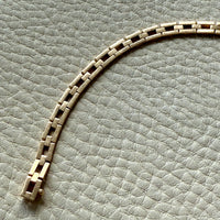 Slinky 18k Gold Vintage Midcentury Brick Link Bracelet - 7.3 inch length
