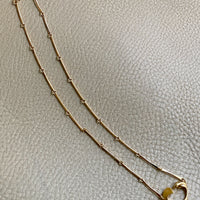 Finnish 18k gold bar link necklace with stylized heart centerpiece - 16.5 inch length