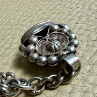 Silver Antique Dutch Figure-8 Pocket Watch Chain with Fob and Large Bolt Clasp - Mid 1800s era