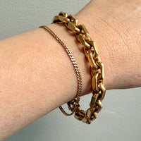 CHONK! 1911 Swedish Antique 18k gold Biker Link Bracelet 8mm width - 7.1 inch interior circumference