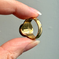 Unique! 18k Gold Vintage Signed Hammer Finish Signet Ring - Size 6.75-7