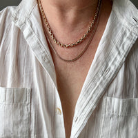 RARE Midcentury Era 14k gold Graduated Biker Link Necklace Signed Edvin Einar & C Larsen - 17.8 inch length