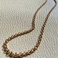 1950s era Vintage Graduated Width Rolo Link Necklace in 18k Gold - 17.75 inch length