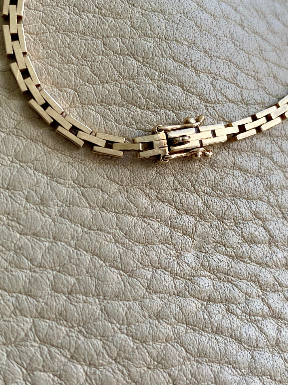 Danish vintage 14k slim brick link bracelet