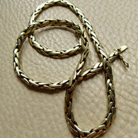 Vintage 14k Gold Smooth Braided Half Round Necklace - 18.5 inch