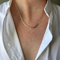 1923-1965 Swedish 18k gold pressed curb link necklace, graduated width - 17.3 inch length