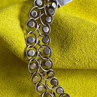 1940s Era Sterling Silver Handmade Link Chain Choker Necklace with 2 Rows of Turquoise Cabochons, Mexican Vintage- 16 inch length