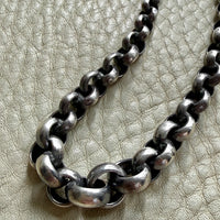 Silver Rolo Link Necklace Graduated Width - 16.8 inch length
