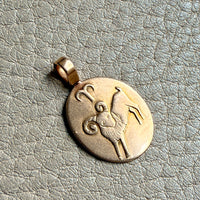 18k gold vintage pendant - Aries Ram Zodiac Medallion