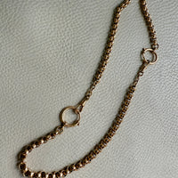 Antique 18k Gold Rolo Link Watch chain Necklace Setup with Large Bolt clasps - 21.75 inch total length