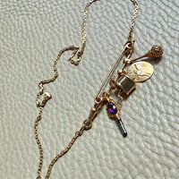 1936 Swedish Vintage 18k gold safety pin brooch or chain extender - 1.8 inch length