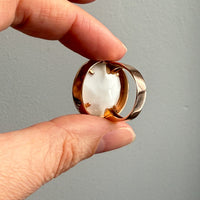 18k Gold Vintage Italian Cocktail Ring with Faceted White Stone - Size 7