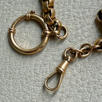 Antique 18k Gold Rolo Link Watch chain Necklace Setup with Large Bolt clasps - 21.75 inch total length