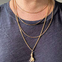 14k Gold Danish Vintage Skinny Biker Link Chain Necklace, Signed - 20 inch length