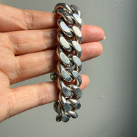 CHONK! 1976 SOLID Weighty 160 gram! Silver Curb Link Bracelet - 6.75 inch interior circumference