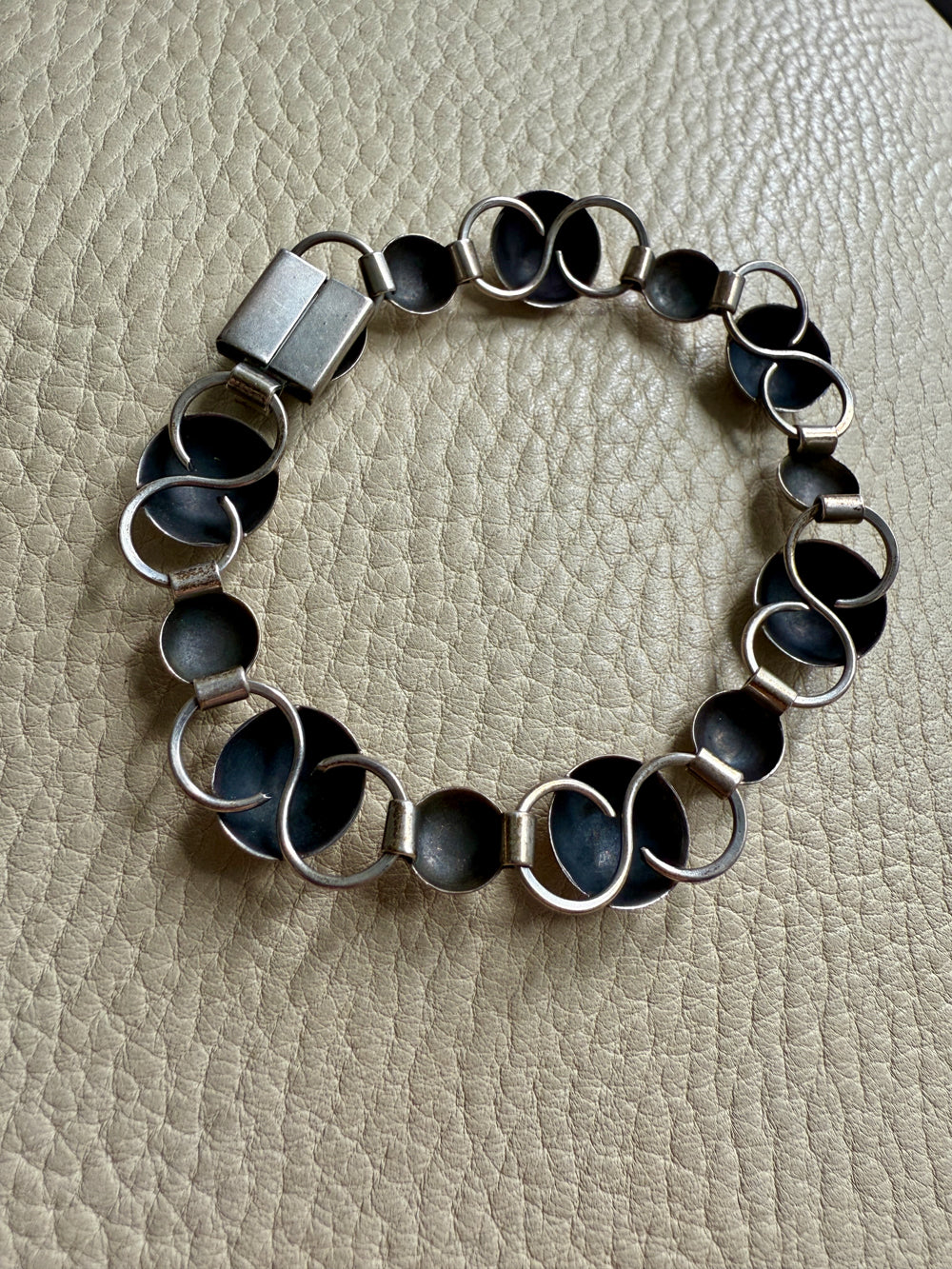 1960 Silver Bubble Link Bracelet by Pinco Forening - 7.3 inch length