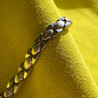 Solid Silver Diamond Snake Link Bracelet - Vintage Italian by Piazza Michele - 7.6 inch length