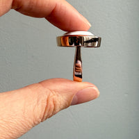 18k Gold Vintage Italian Cocktail Ring with Faceted White Stone - Size 7