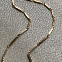 Modernist 18k solid gold bar link chain necklace - Made in 1961 - 17.5 inch length