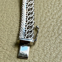 Silver Handmade Crosshatch Link Necklace - 17.1 inch length