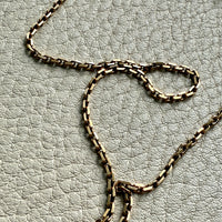 14k Gold Danish Vintage Skinny Biker Link Chain Necklace, Signed - 20 inch length