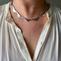 1960s era Wing Link Sterling Silver Collar Necklace - 15-18 inch adjustable length