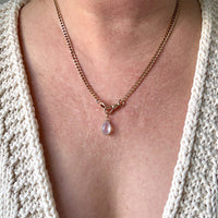 Vintage 18k Gold Teardrop Moonstone Charm - 0.75 inch drop