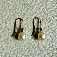 GORGEOUS! - Vintage European Pearl and 18k Gold Diamond Earrings