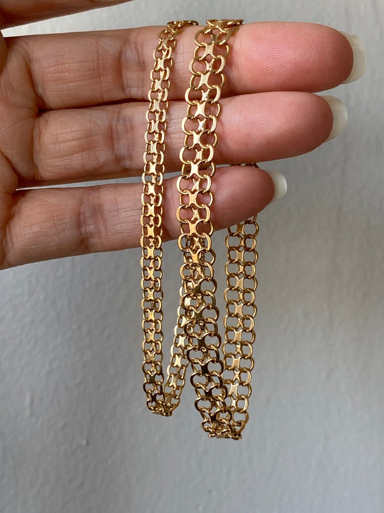1962 Slender x-link bracelet in 18k gold - Vintage from Stockholm, Sweden - 7.5 inch length