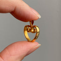 23k and 18k gold Swedish handmade heart pendant - early 20th century era