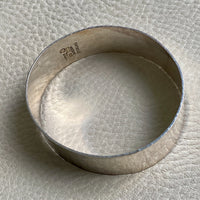 1975 Extra wide heavy hammered texture silver bangle by NOKO - size 8.1 inch