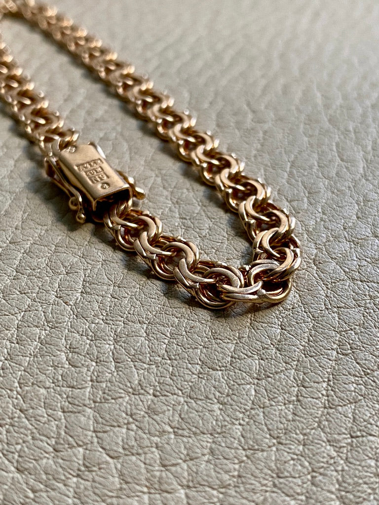 Vintage 1963 Double link solid 18k gold bracelet - 7.7 inch length