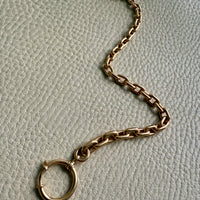 18k Gold Antique Rounded Biker Link Watch Chain Necklace Extender or Bracelet with Large Bolt Clasp - 9.2 inch length