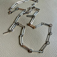 SPECIAL 1975 Sterling Silver Alternating Long and Round Link Chain Necklace - 31 inch length