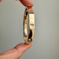 SPECTACULAR!! 10 Sided Geometric Hinged Bangle in 14k Yellow Gold - 1970s era - by Fleming Lund- 6.75 inch