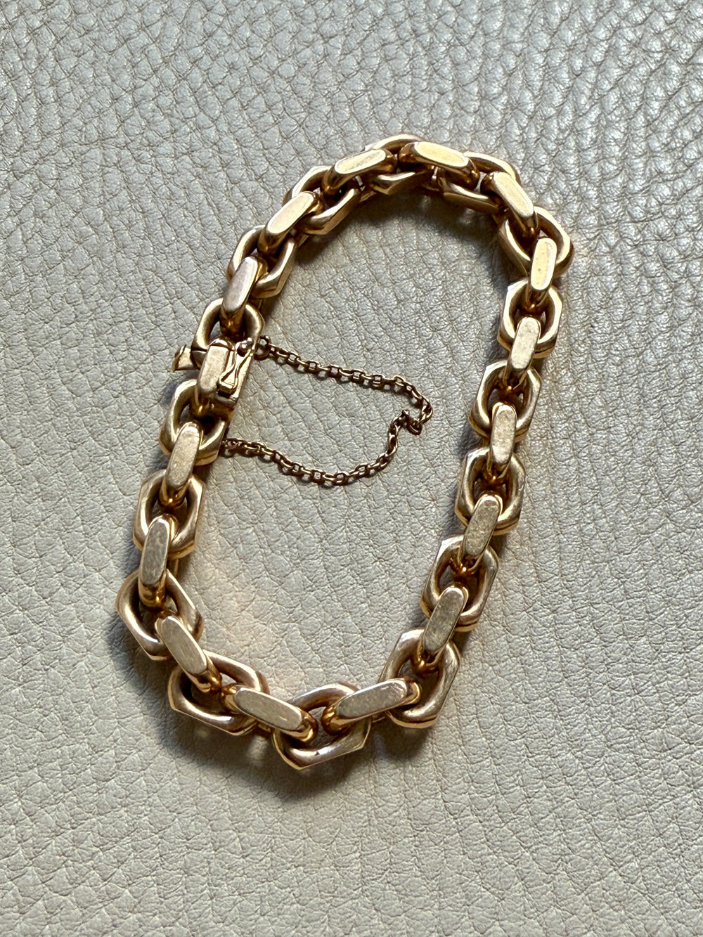 CHONK! 1911 Swedish Antique 18k gold Biker Link Bracelet 8mm width - 7.1 inch interior circumference