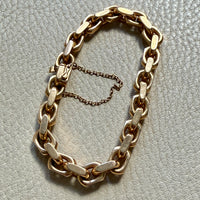 CHONK! 1911 Swedish Antique 18k gold Biker Link Bracelet 8mm width - 7.1 inch interior circumference