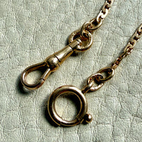 Gold chain with clasp on a textured light green background