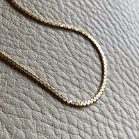 Sleek Italian vintage chain- 18k gold zigzag link necklace - 16.5 inch length