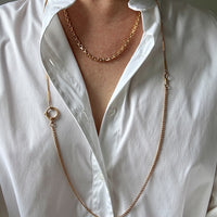 1899 Antique Swedish 18k Gold Curb Link Watch Chain Necklace - 15.8 inch length