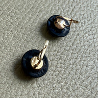 Excellent! 18k Gold set with Black Jet Vintage early 20th Century era Dome Earrings