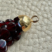 Vintage Italian Multi-Strand Garnet Bracelet with 18k Gold Bolt Clasp - Size 7-7.25 inch