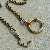 1891 Antique 18k Gold Watch Chain Necklace with Large Bolt Clasp - 18 inch length