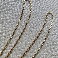 18k Gold Vintage Skinny Elongated Biker Link Chain Necklace - 22.5 inch length