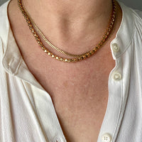 Mid-century era Scandinavian pressed curb link necklace in 18k gold - 16.75 inch length